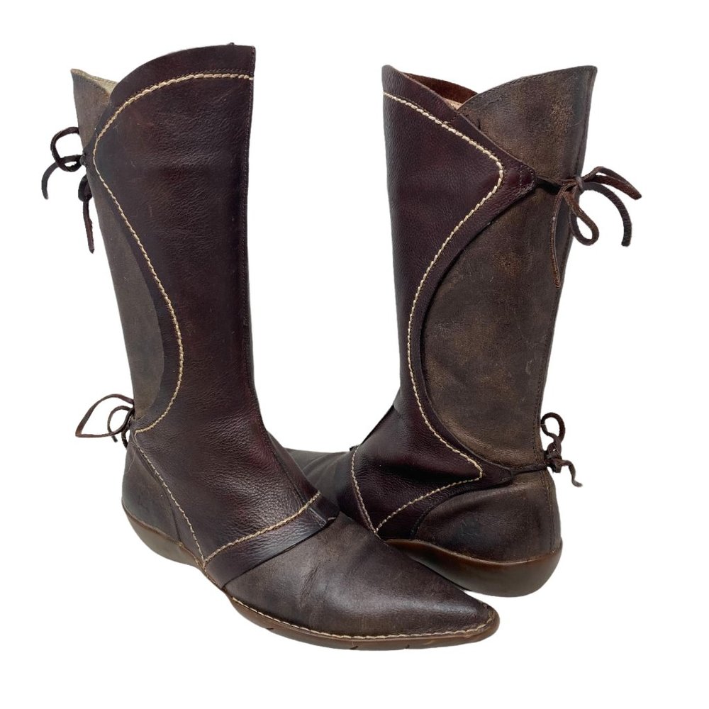 El Naturalista Elfos Spainish Leather Mid Calf Pointed Toe Zip Boots - Size 9.5